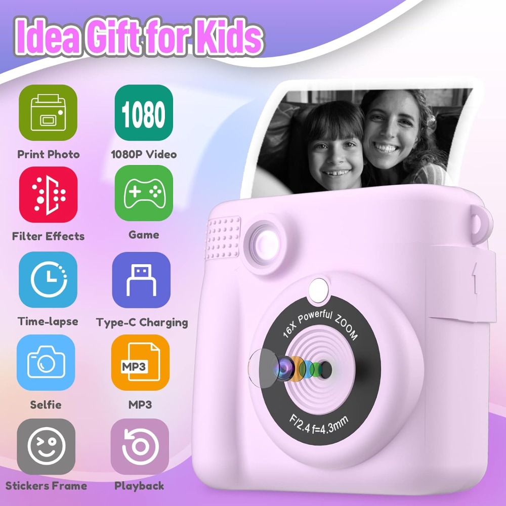 Cámara de impresión instantáne - Toys For Kids Video reseña y precio